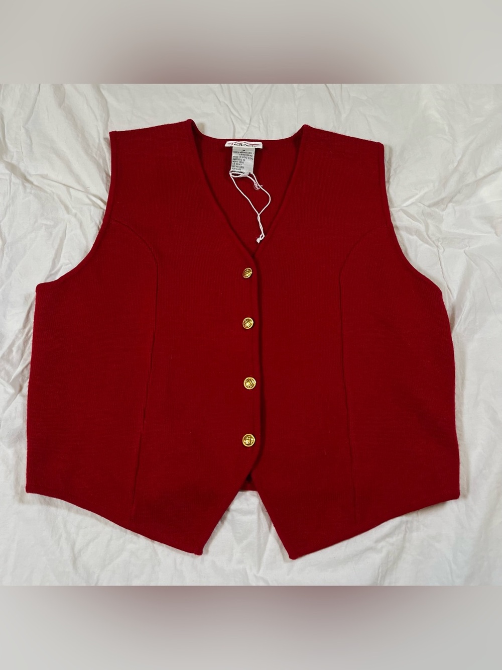 Vintage 90s Talbots‎ Sweater Vest 100% Wool Button Front Warm Cozy